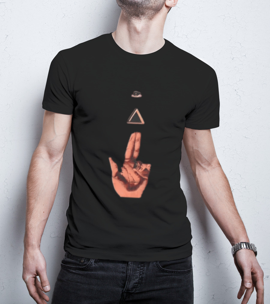 Hand Making Gun Gesture With Pyramid Eye T-Shirt
