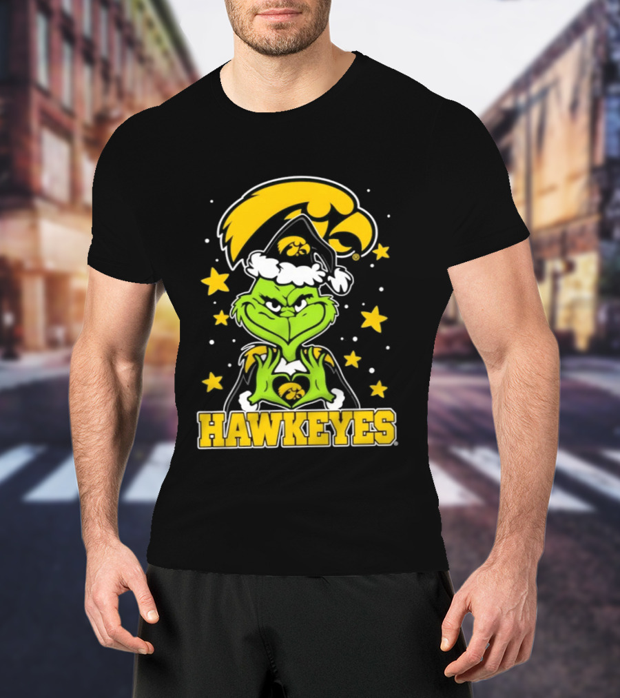 Iowa Hawkeyes Grinch Christmas NCAA Fan Gear T-Shirt