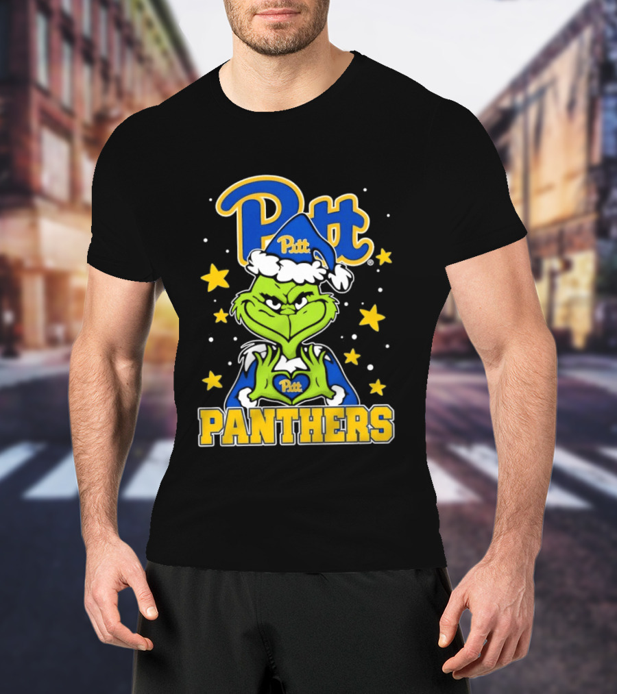 Pitt Panthers The Grinch Heart Hands University Of Pittsburgh T-Shirt