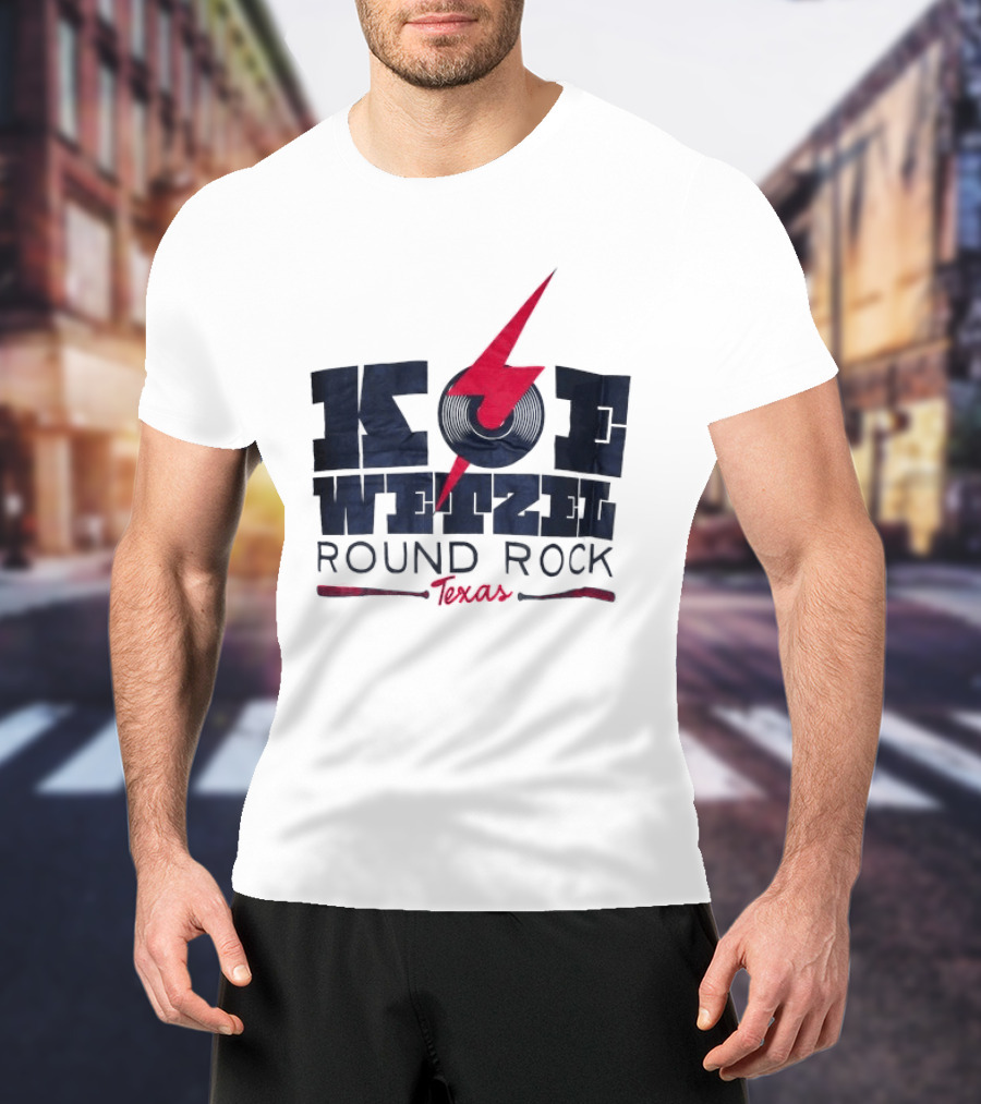 Koe Wetzel Round Rock Texas Red Lightning Bolt And Record T-Shirt
