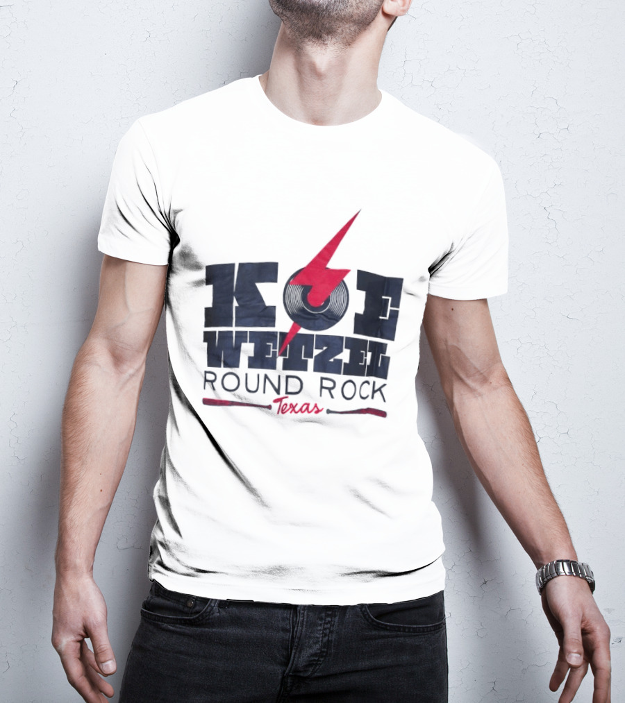 Koe Wetzel Round Rock Texas Red Lightning Bolt And Record T-Shirt