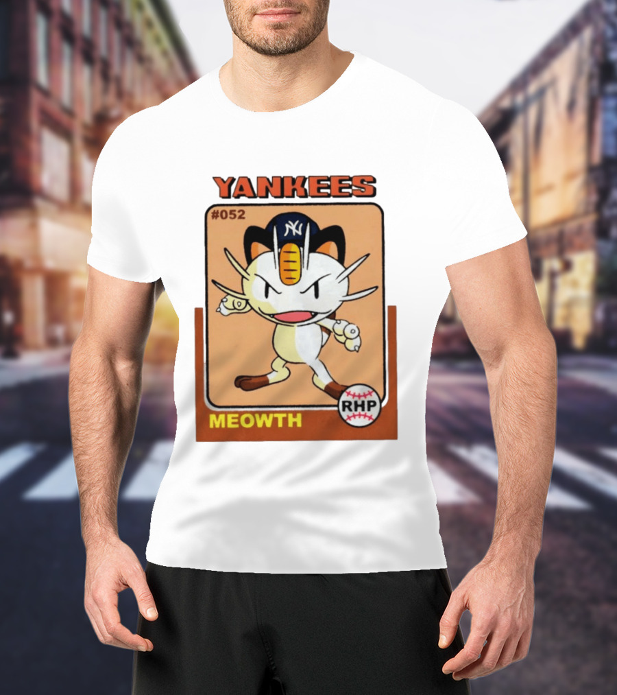 Yankees Meowth #052 RHP Baseball Card T-Shirt