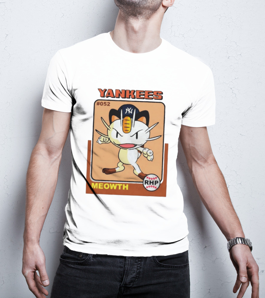 Yankees Meowth #052 RHP Baseball Card T-Shirt