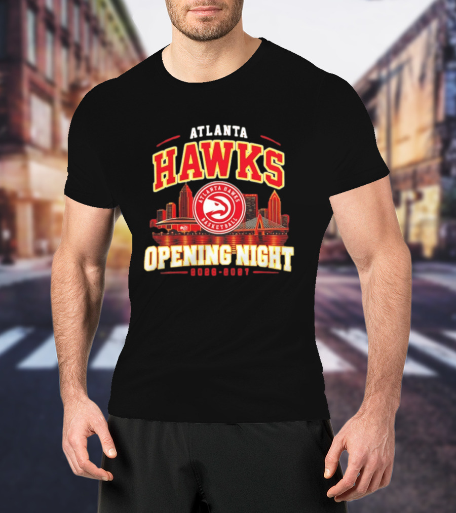Atlanta Hawks Opening Night 2026 2027 Skyline Basketball T-Shirt