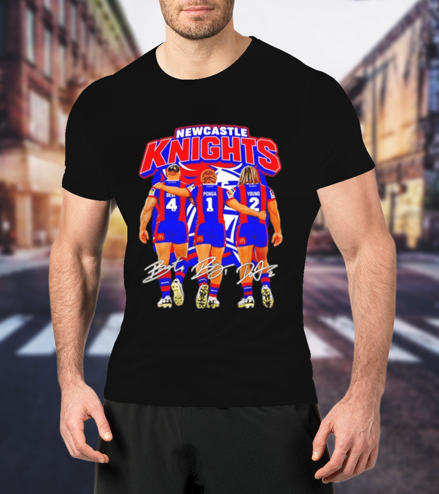 Newcastle Knights Best Ponga Young Football Signatures T-Shirt
