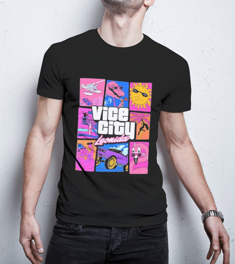 Vice City Leonida Sun Shades Crocodile Pink Car T-Shirt