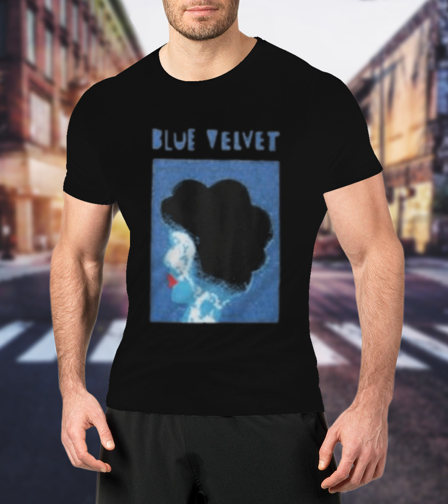 Blue Velvet Afro Silhouette Red Lips T-Shirt