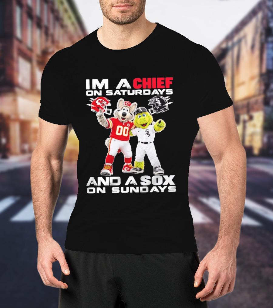 I'm A Chief On Saturdays And A Sox On Sundays Kansas City Chicago Mascots T-Shirt