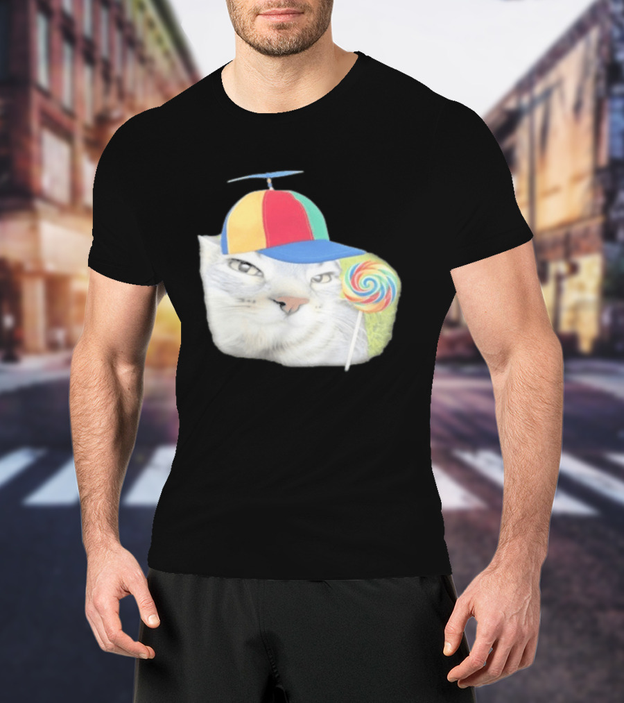 Silly Kitty Cat Candy Rainbow Cap Lollipop T-Shirt