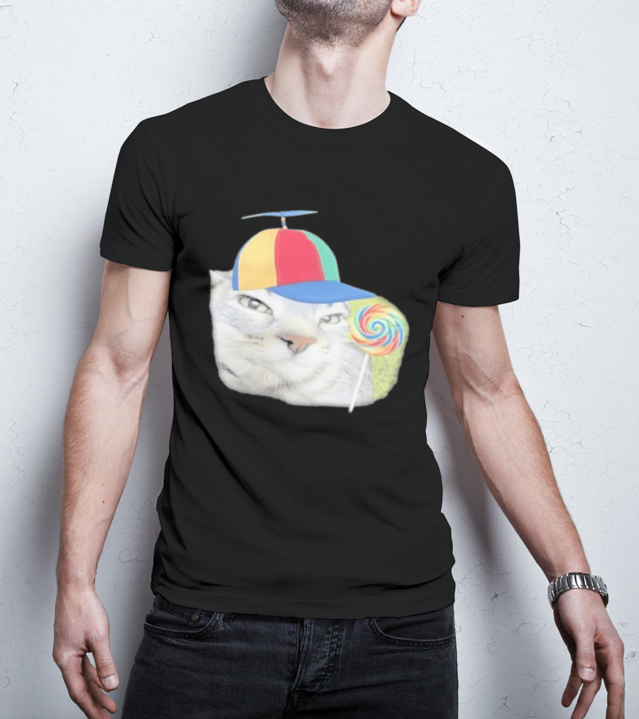 Silly Kitty Cat Candy Rainbow Cap Lollipop T-Shirt
