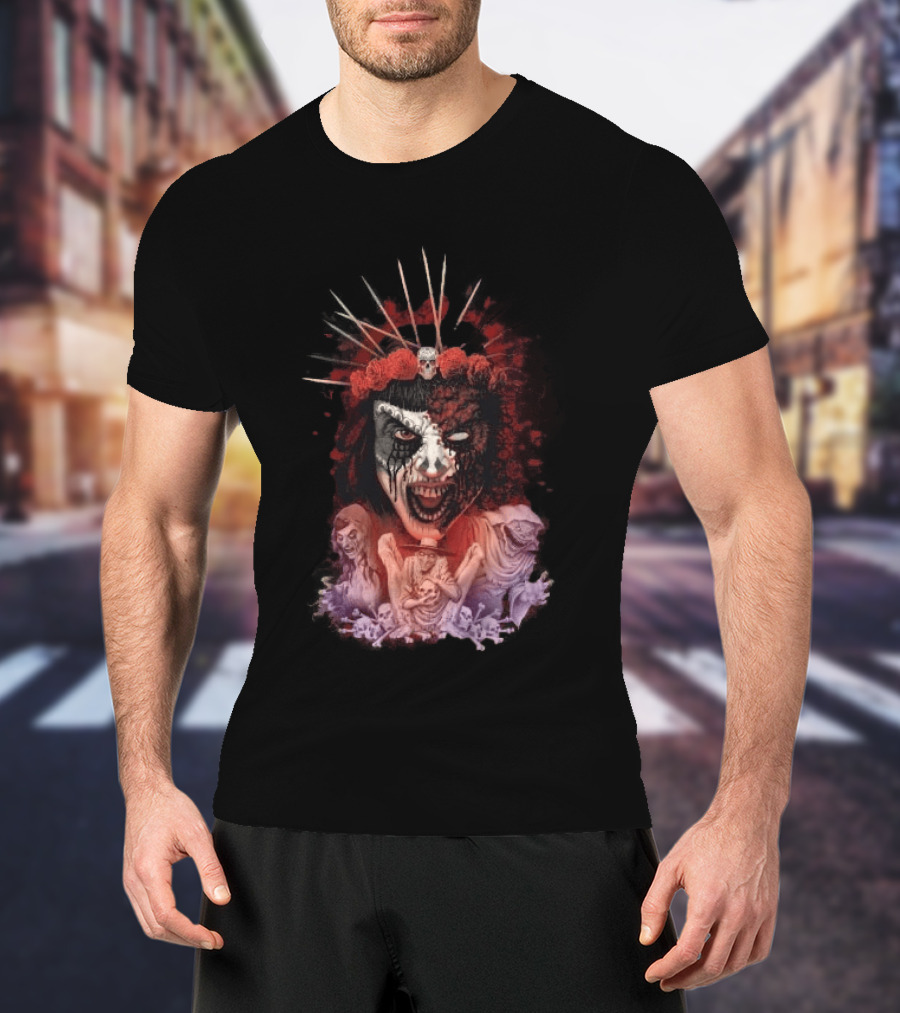 Universal Halloween Horror Nights 2026 Masked Horror Queen And Ghoulish Figures T-Shirt