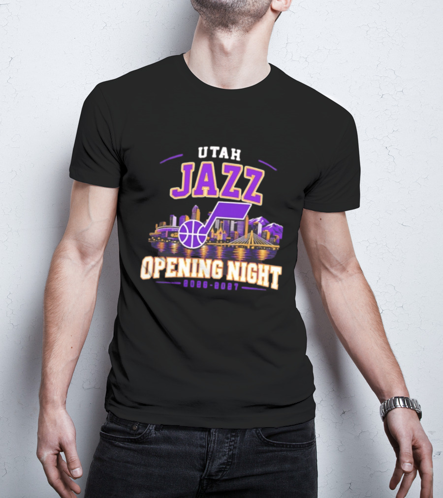 Utah Jazz NBA Opening Night 2026 2027 Skyline T-Shirt