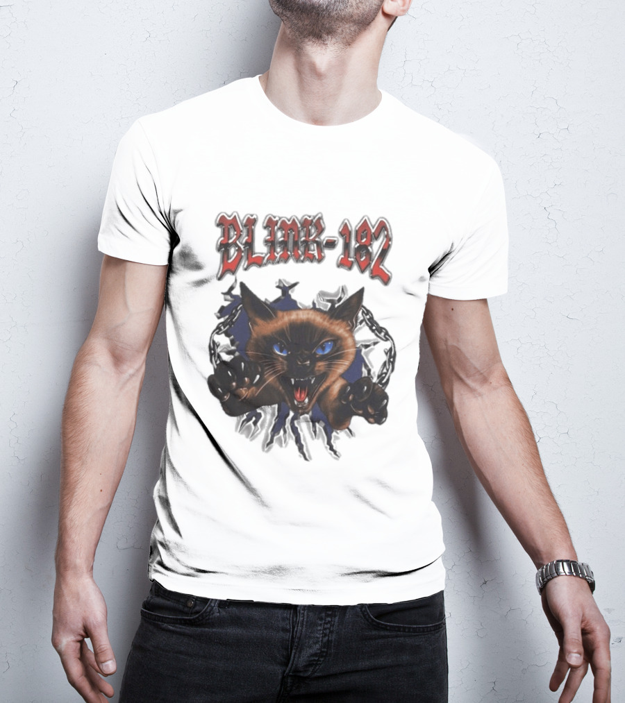 Blink 182 Cheshire Cat Angry Siamese Chain Breakout T-Shirt