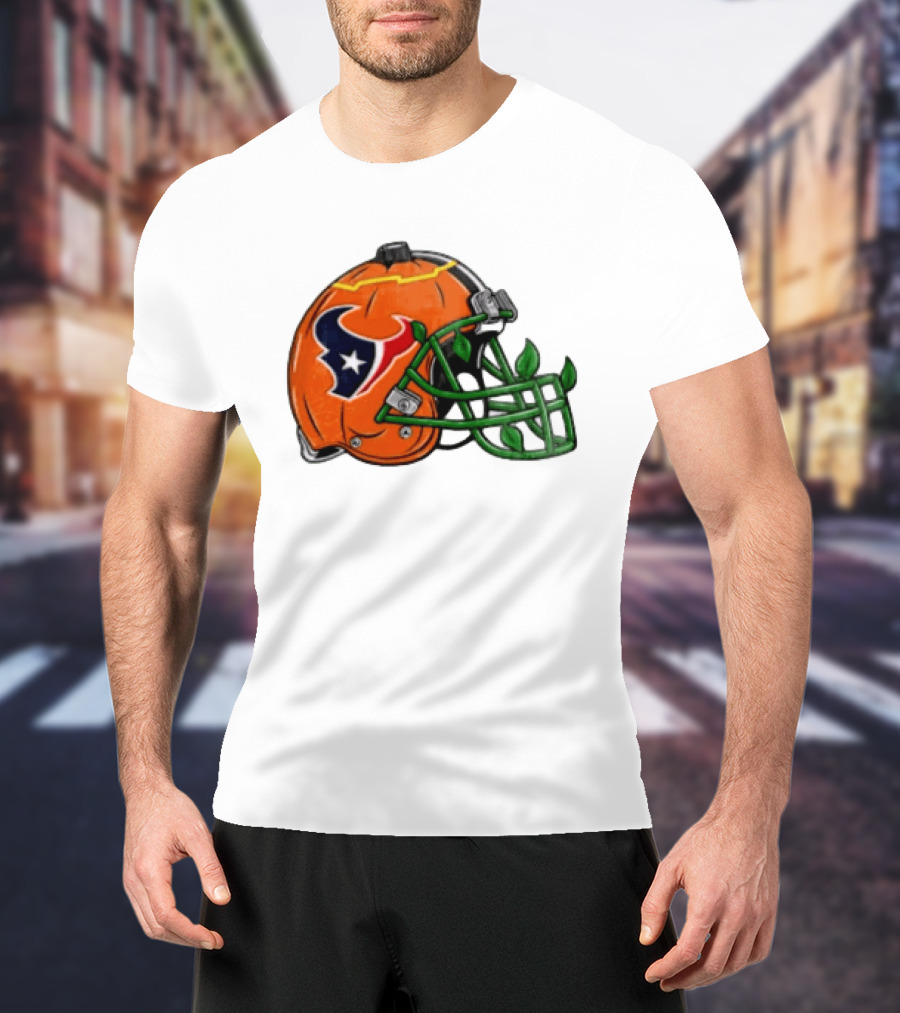 Houston Texans Pumpkin Helmet Halloween Football Fan T-Shirt