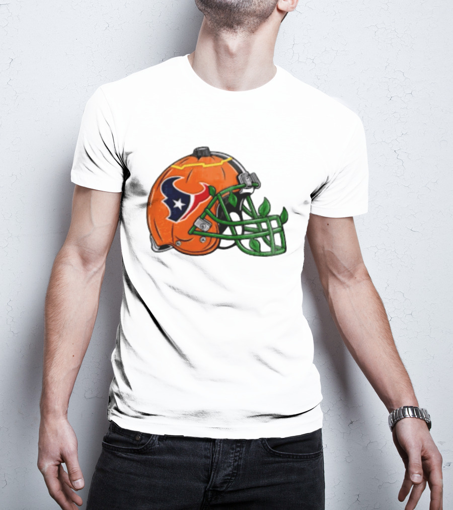 Houston Texans Pumpkin Helmet Halloween Football Fan T-Shirt
