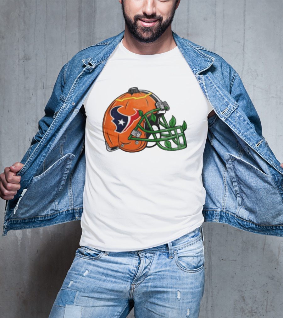 Houston Texans Pumpkin Helmet Halloween Football Fan T-Shirt