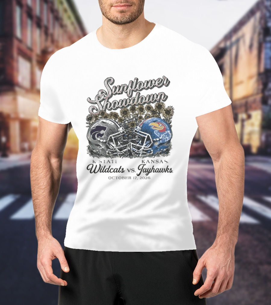 Sunflower Showdown K State Wildcats Vs Kansas Jayhawks October 17 2026 T-Shirt
