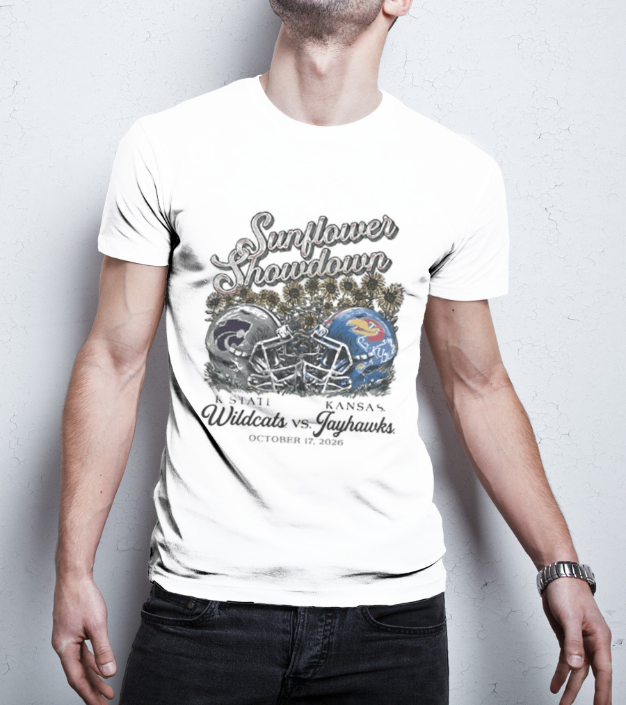 Sunflower Showdown K State Wildcats Vs Kansas Jayhawks October 17 2026 T-Shirt