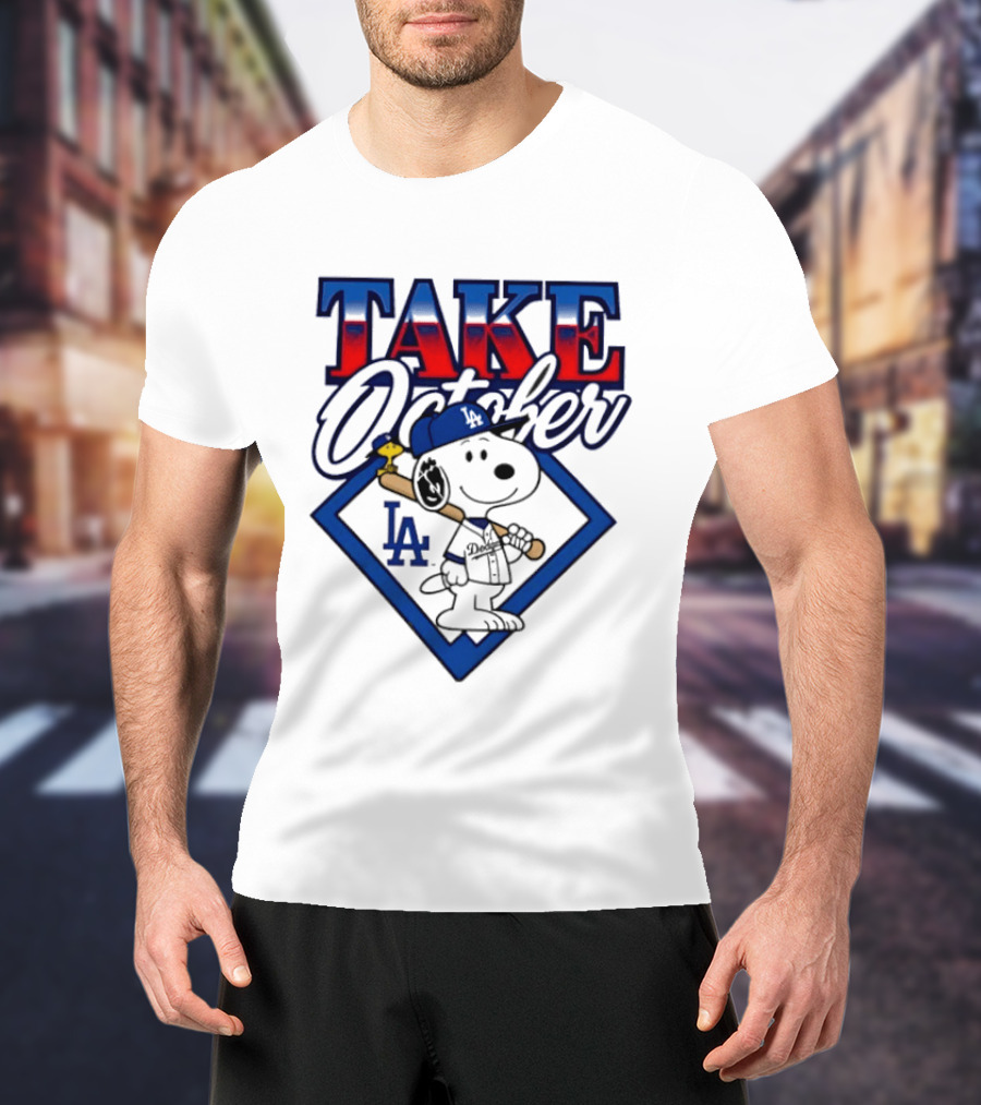 Los Angeles Dodgers Take October Snoopy Baseball Collaboration T-Shirt