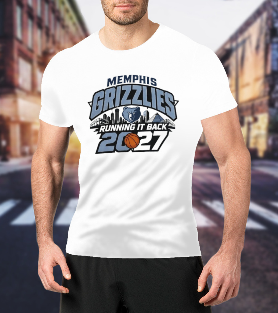 Memphis Grizzlies Running It Back 2027 Skyline Basketball T-Shirt