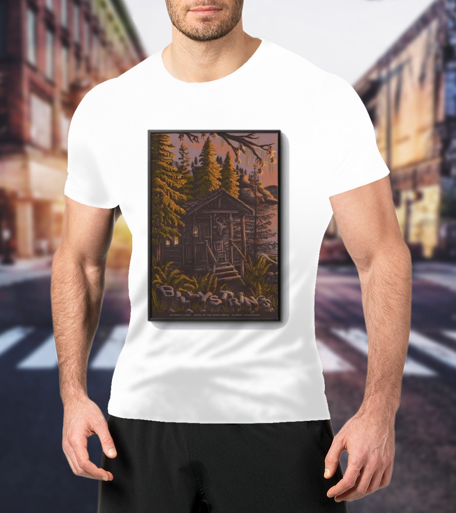 Billy Strings Concert Angel Of The Winds Arena Everett WA Oct 9 2026 Cabin Scene T-Shirt