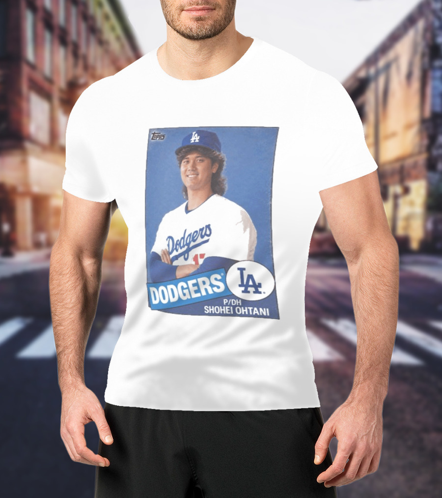 Shohei Ohtani Dodgers P/DH 80s Topps Los Angeles Baseball Card T-Shirt