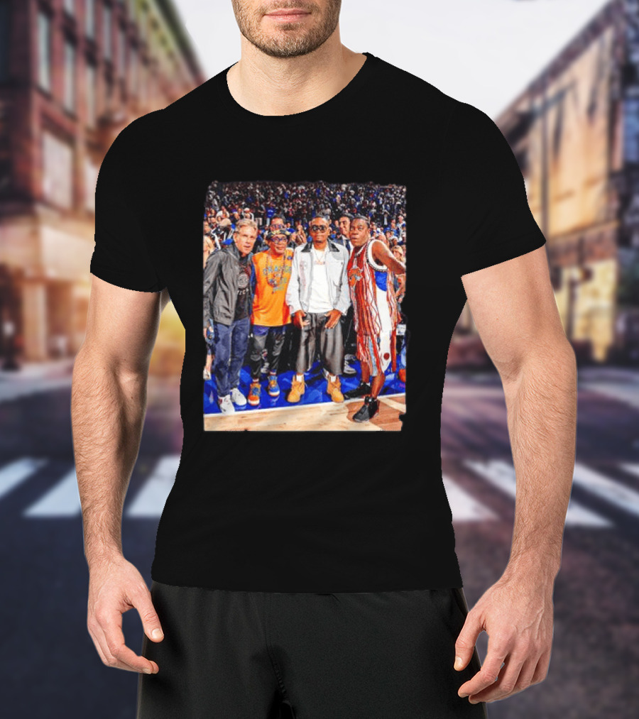 Ben Stiller Spike Lee Nas Tracy Morgan New York Knicks Courtside Celebrities T-Shirt