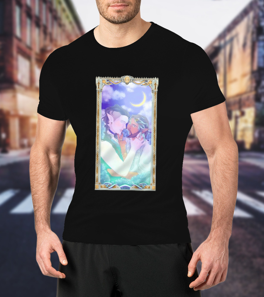 Fantasy Elf Couple 2026 Pride Moon Constellation Floral Romance T-Shirt