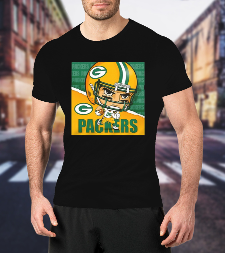 Green Bay Packers Chibi Player Helmet Packers T-Shirt