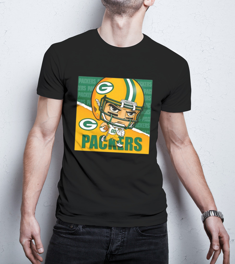 Green Bay Packers Chibi Player Helmet Packers T-Shirt