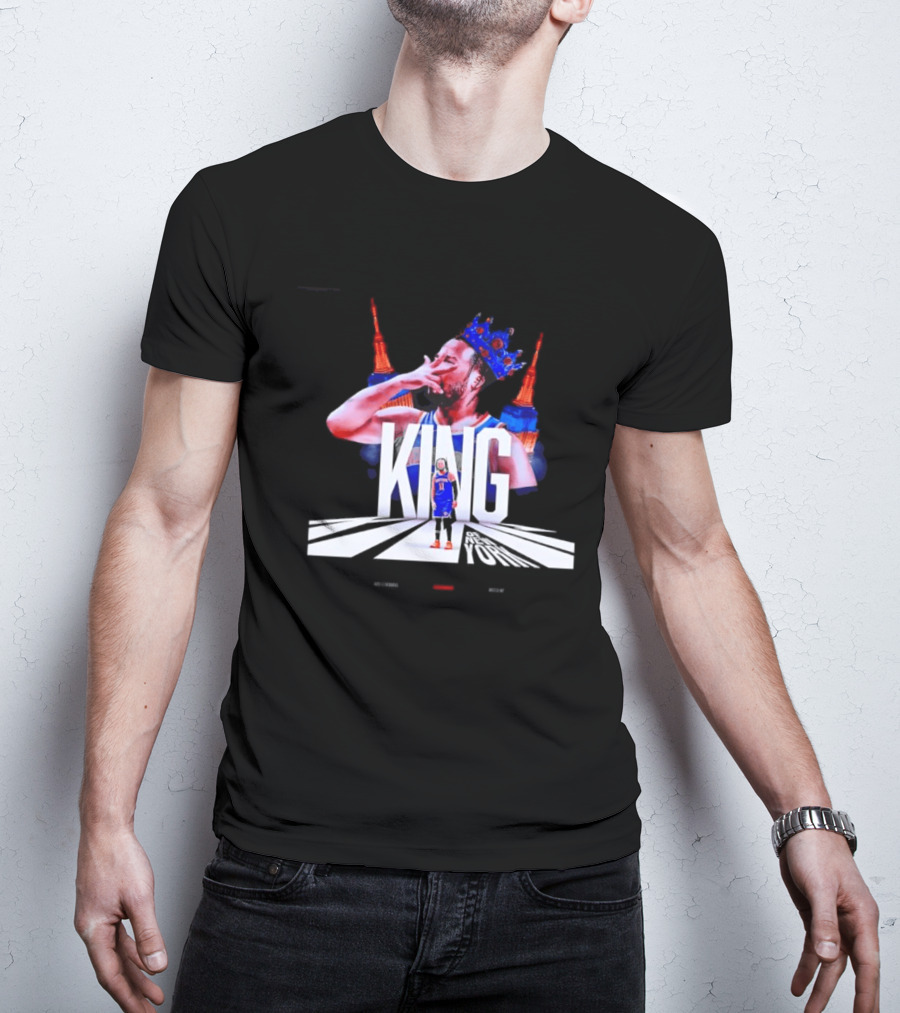King Of New York Jalen Brunson Crown Basketball Statue Liberty Skyline T-Shirt
