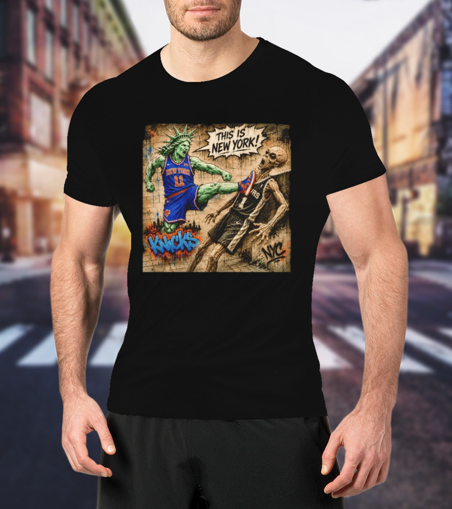 New York Knicks Statue Of Liberty Vs Spurs Basketball NYC This Is New York T-Shirt