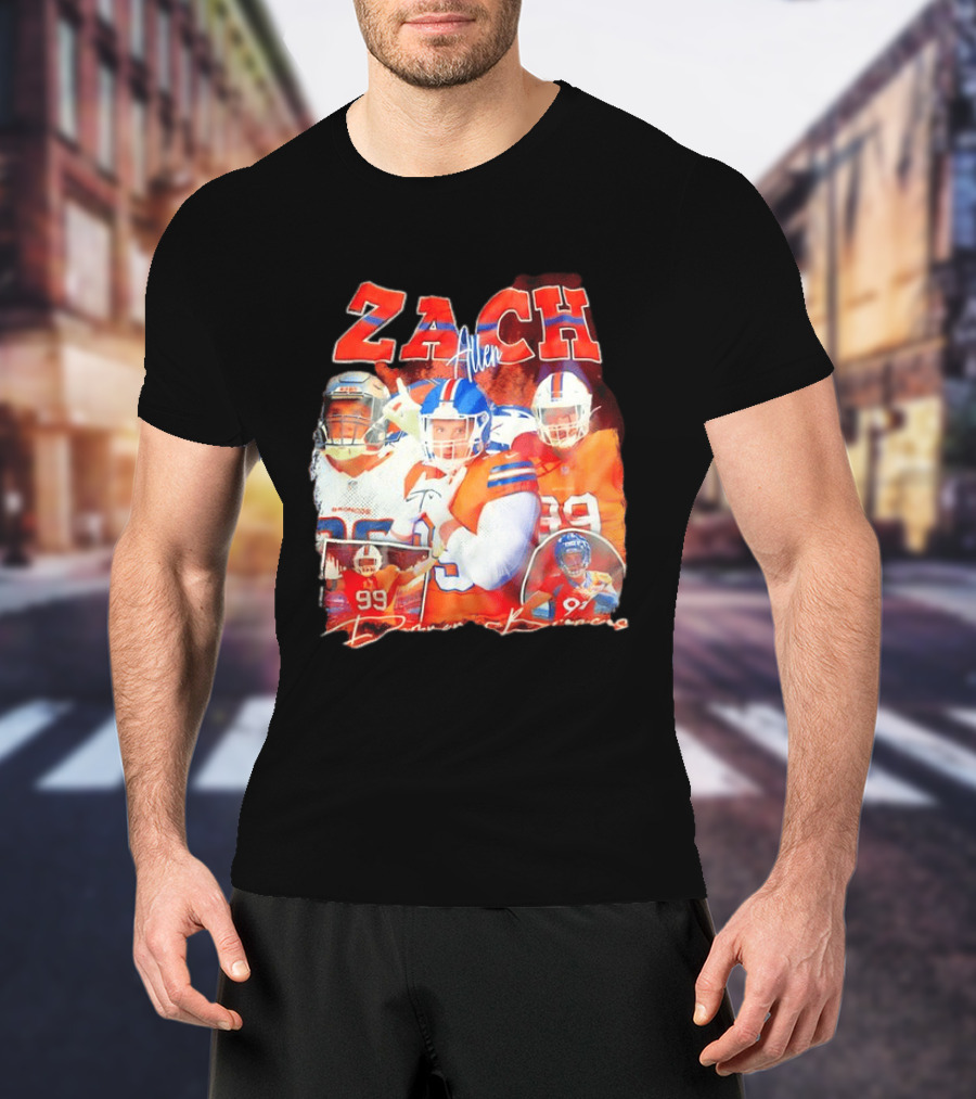 Zach Allen 99 Denver Broncos Football Player Collage T-Shirt