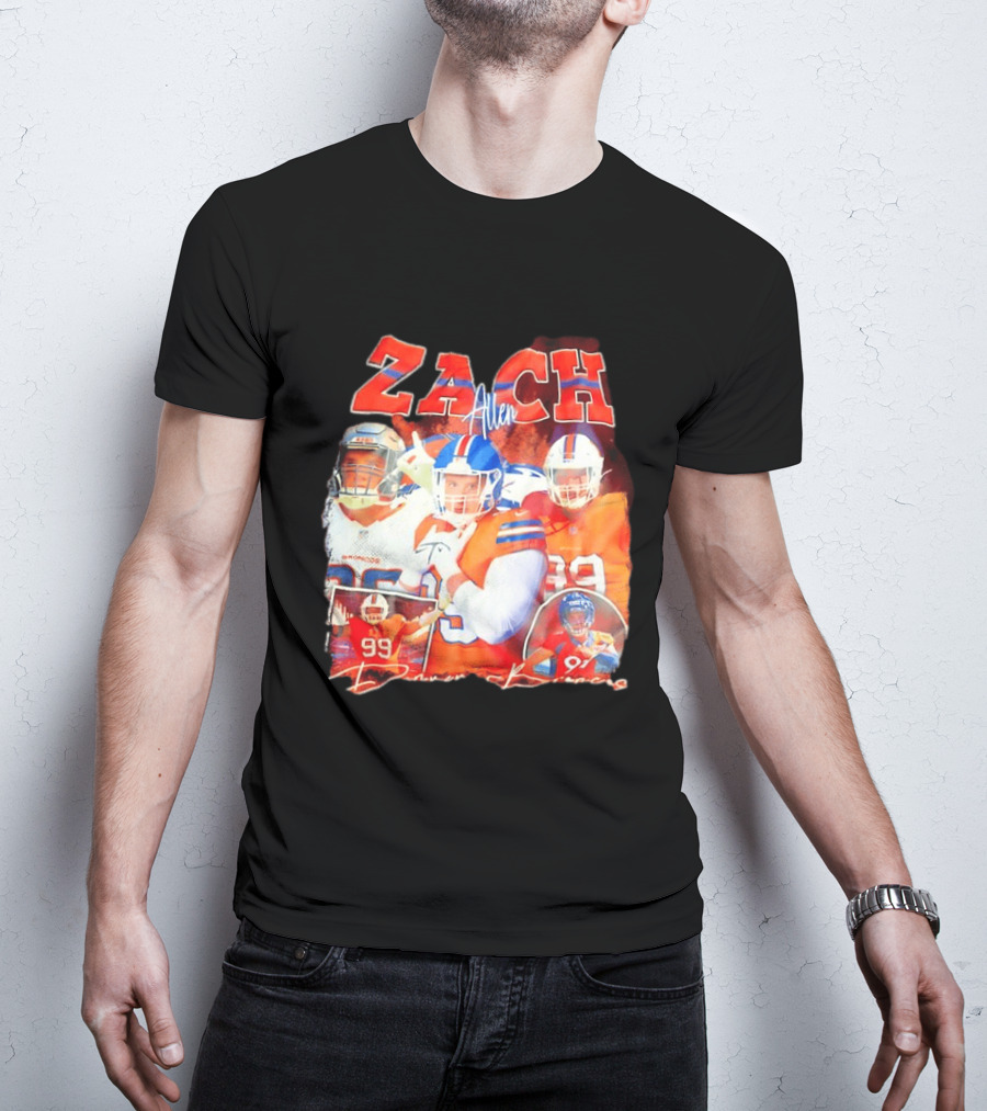 Zach Allen 99 Denver Broncos Football Player Collage T-Shirt