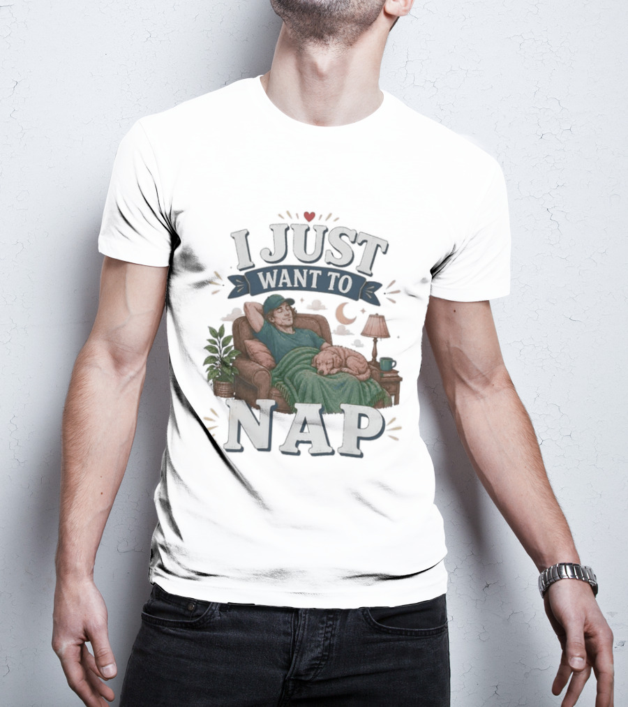 I Just Want To Nap Cozy Scene With Chair And Dog T-Shirt