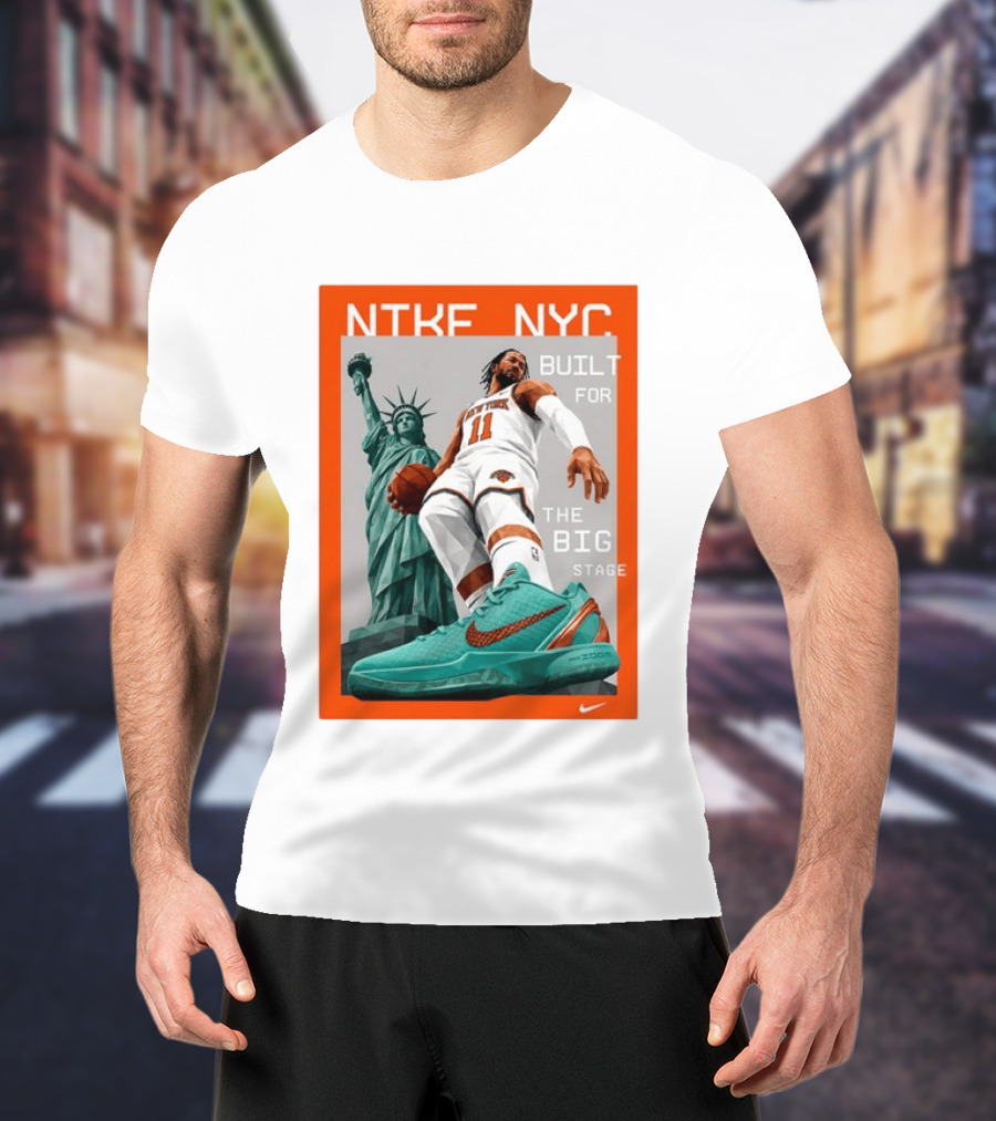 Jalen Brunson New York Knicks NTKE NYC Built For The Big Stage Statue Of Liberty Nike Zoom T-Shirt
