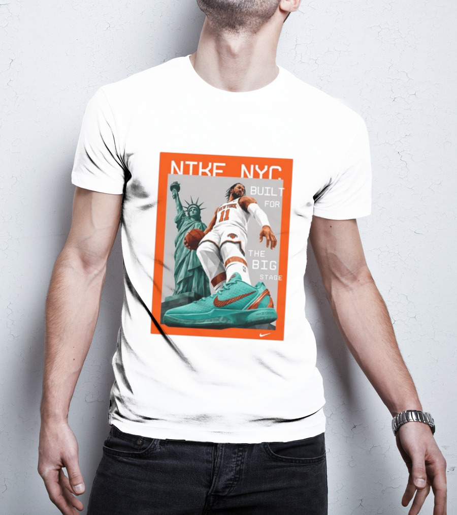 Jalen Brunson New York Knicks NTKE NYC Built For The Big Stage Statue Of Liberty Nike Zoom T-Shirt