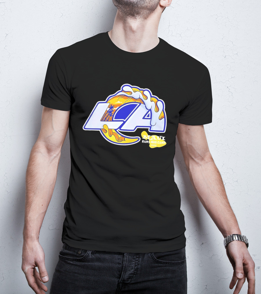 Los Angeles Rams Maui 2026 Minicamp Wave Logo Palm Trees Sun Island T-Shirt