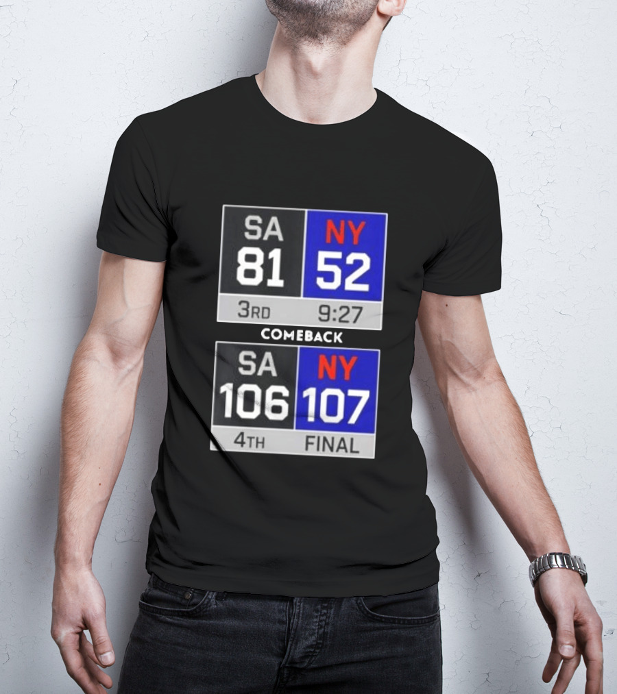 New York Knicks Epic Comeback Victory Against San Antonio Scoreboard Highlights T-Shirt