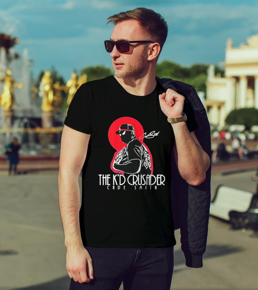 The K'D Crusader Cade Smith Baseball Player Silhouette Red T-Shirt