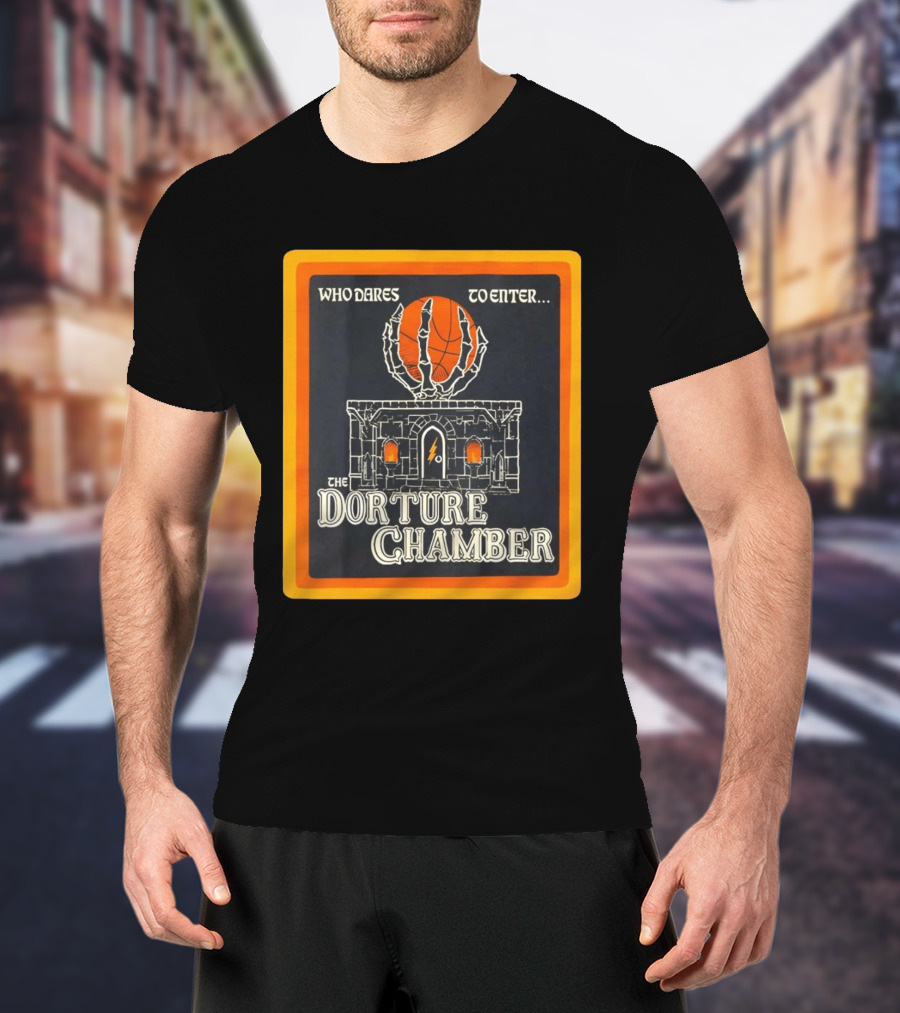 Who Dares To Enter The Dorture Chamber Basketball Spooky Castle T-Shirt