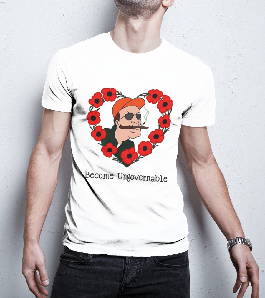 Become Ungovernable Dale Gribble King Of The Hill Red Flower Heart T-Shirt