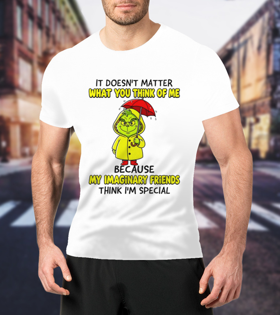 Grinch It Doesn't Matter What You Think Of Me My Imaginary Friends Think I'm Special T-Shirt