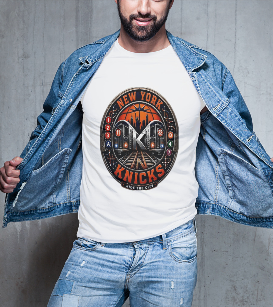 New York Knicks Ride The City Subway Basketball Skyline T-Shirt