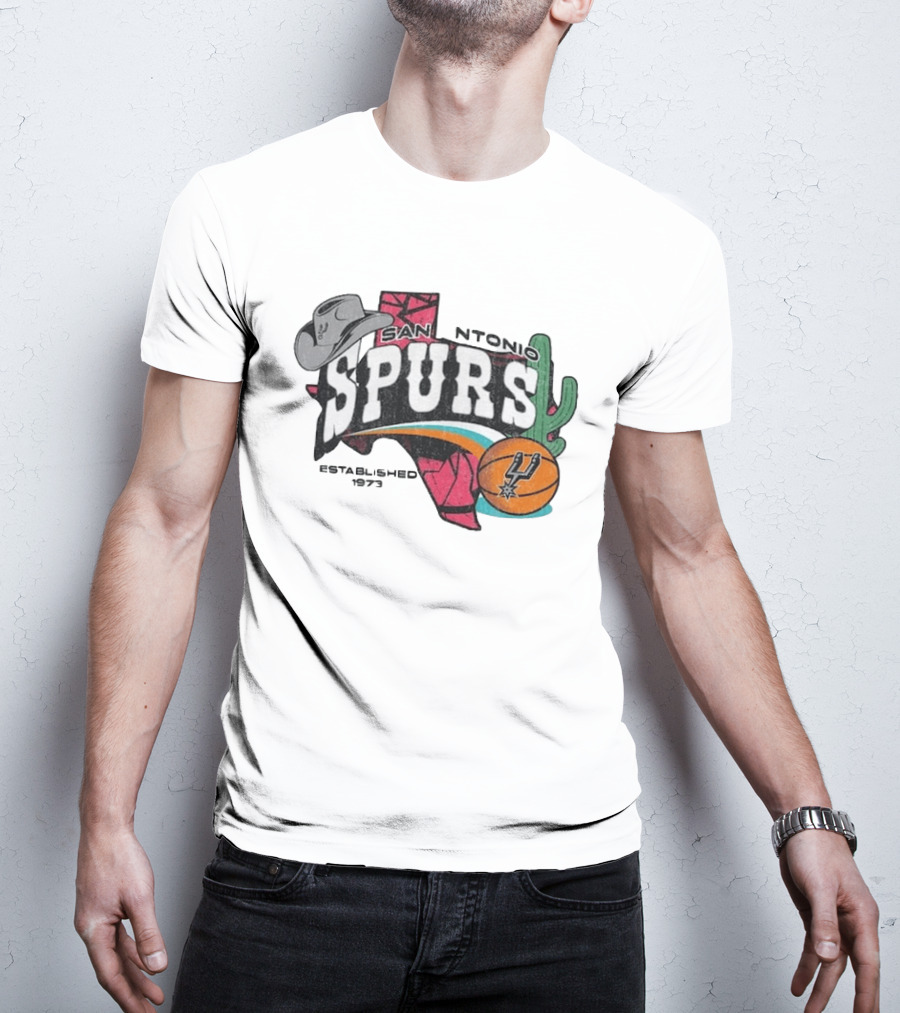 San Antonio Spurs Established 1973 Texas Map Basketball Cactus Cowboy Hat T-Shirt