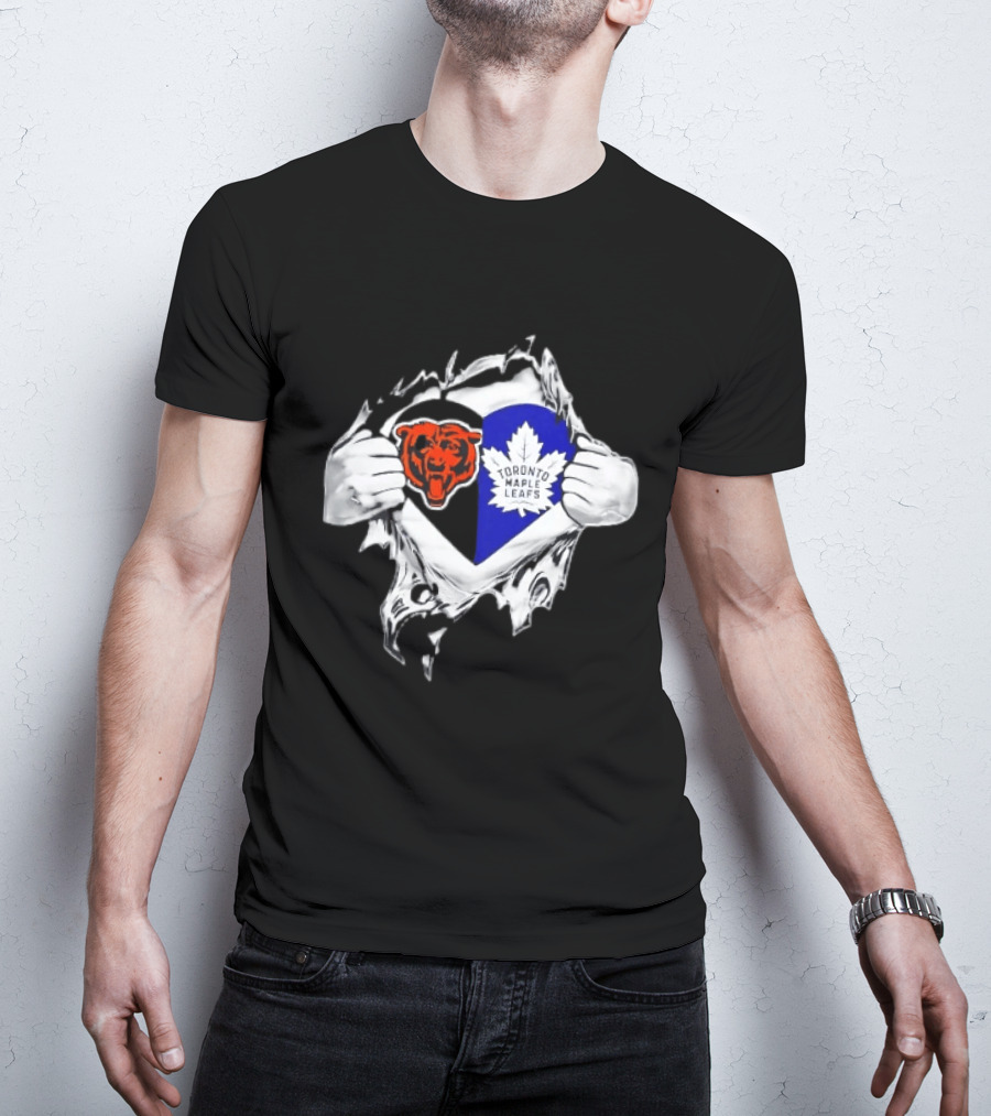 Bears Toronto Maple Leafs Heart Ripping Open Concept T-Shirt