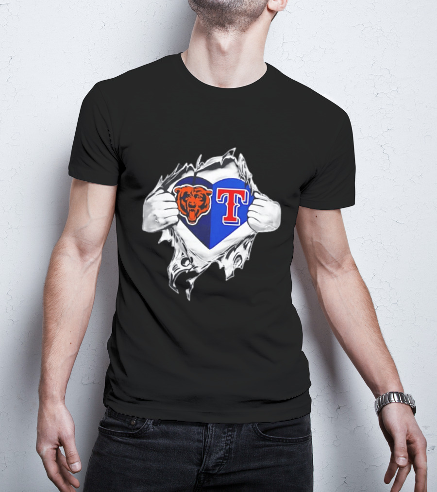 Chicago Bears And Texas Rangers Heart T-Shirt
