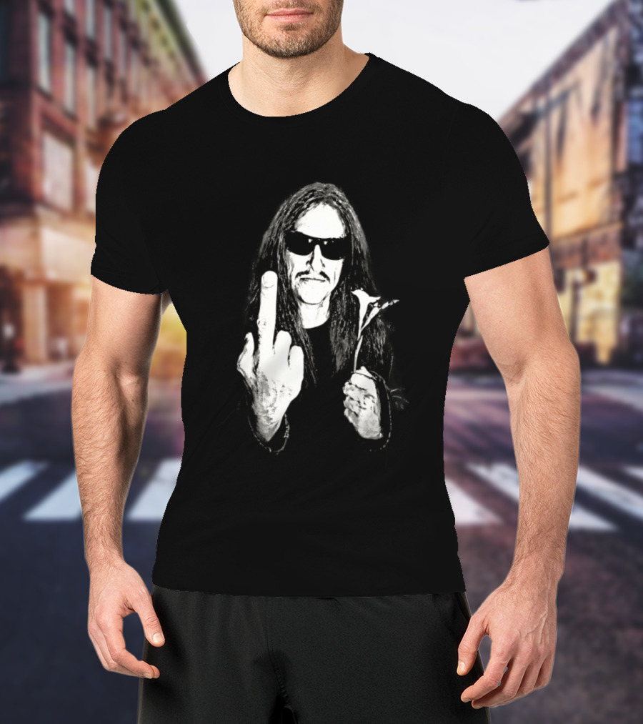 Cliff Burton Middle Finger Black And White Sunglasses Lily Flower T-Shirt