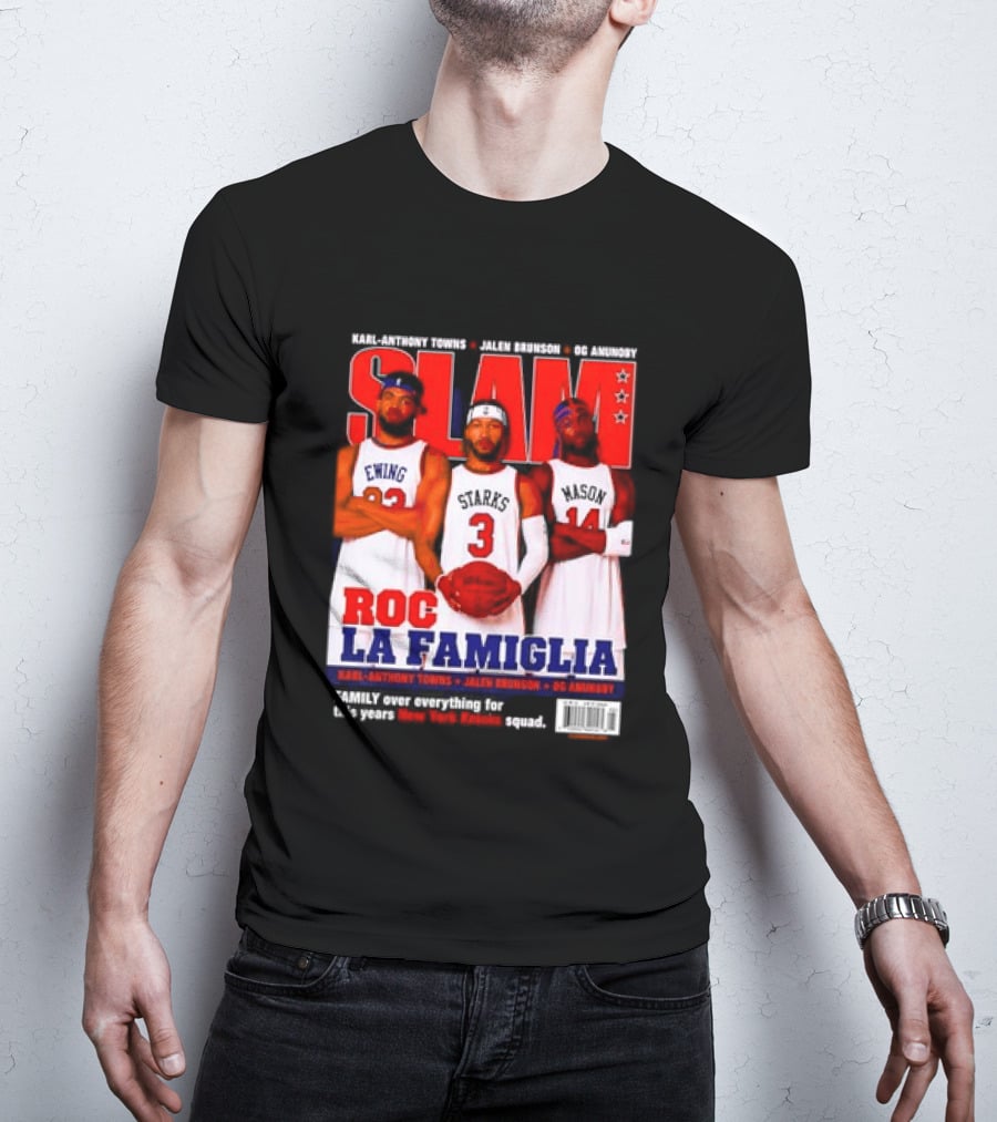 SLAM Magazine Roc La Famiglia Karl Anthony Towns Jalen Brunson OG Anunoby New York Knicks T-Shirt