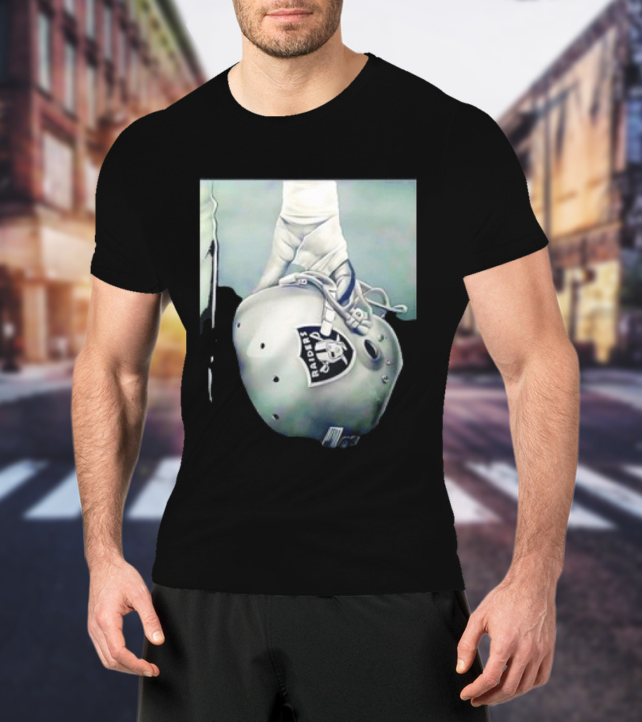Las Vegas Raiders Football Helmet Hand Wrap Player Representation T-Shirt